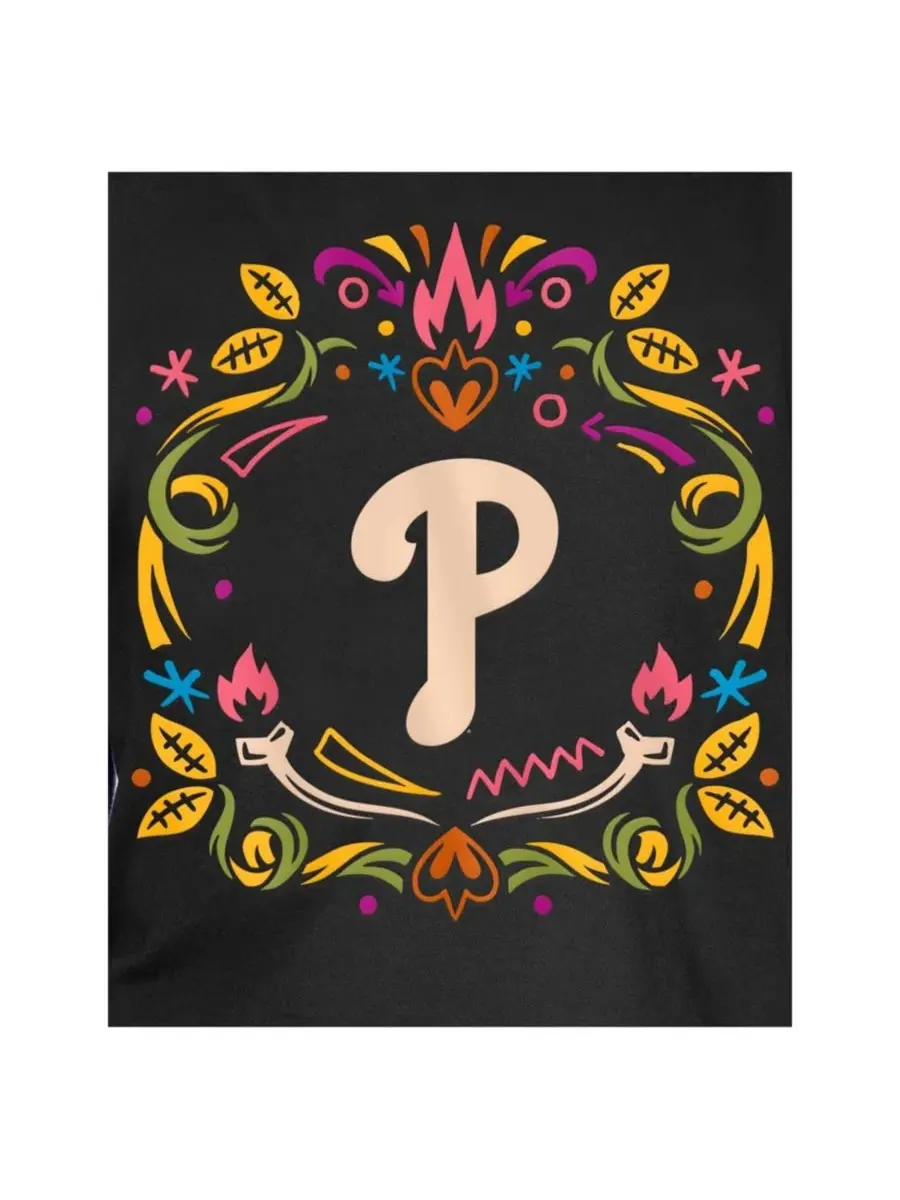 Футболка с принтом Philadelphia Phillies Da de los Muertos New Era — изображение 5 из 5, черный