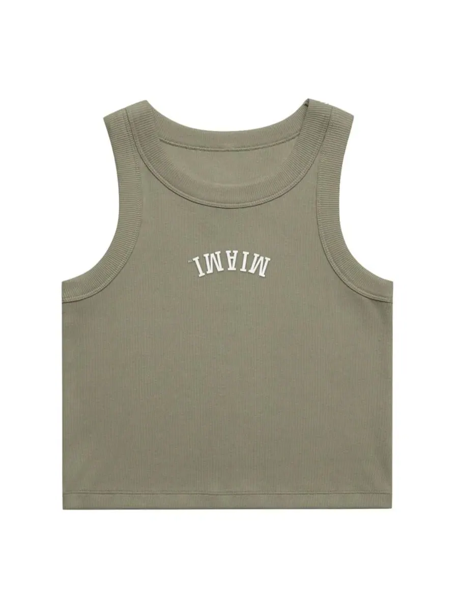 Топ-кроп из рибаны с вышивкой Upside Down Embroidery Uscape Apparel — изображение 2 из 2, зеленый
