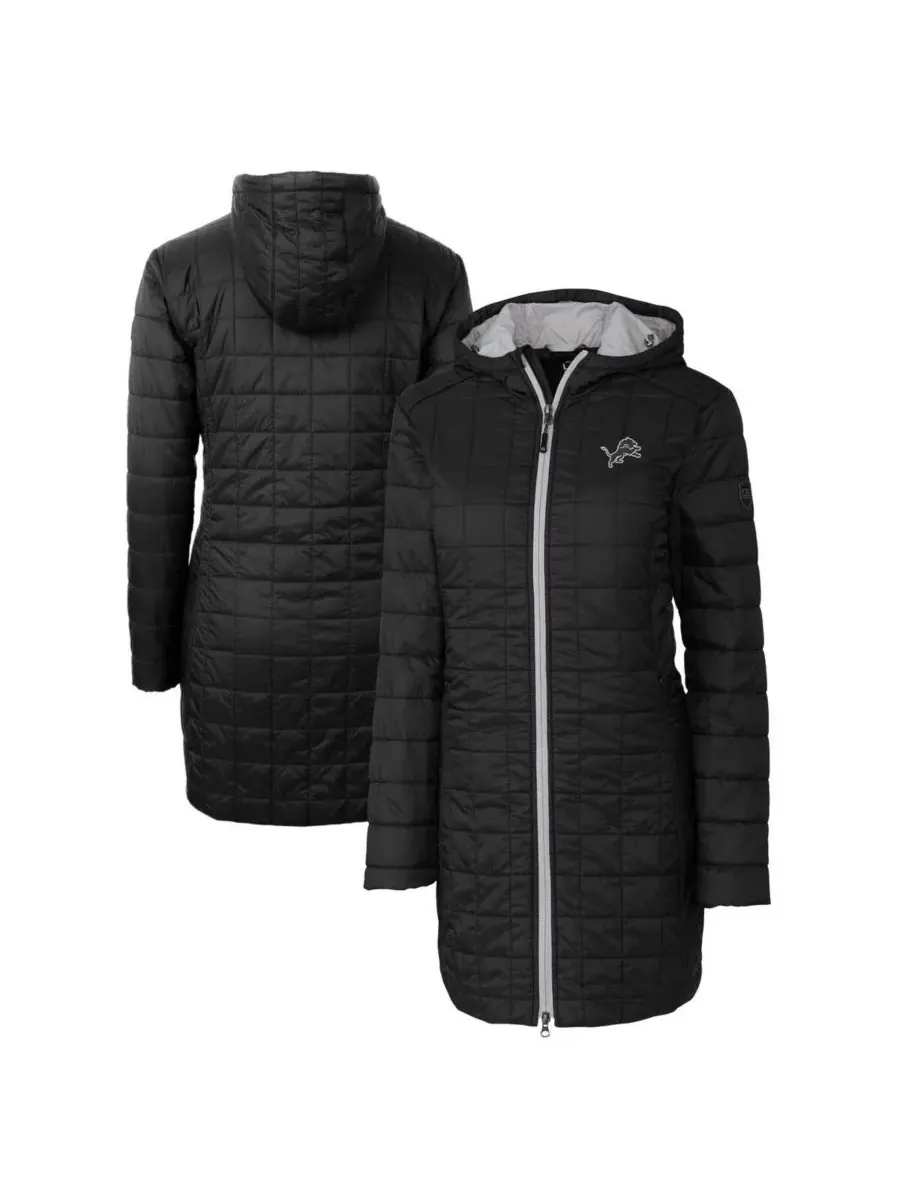 Cutter & Buck Женская черная толстовка с капюшоном на молнии Detroit Lions Rainier PrimaLoft Eco