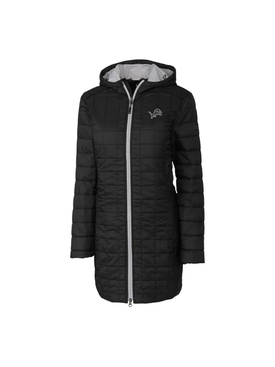 Cutter & Buck Женская черная толстовка с капюшоном на молнии Detroit Lions Rainier PrimaLoft Eco — изображение 3 из 3, черный
