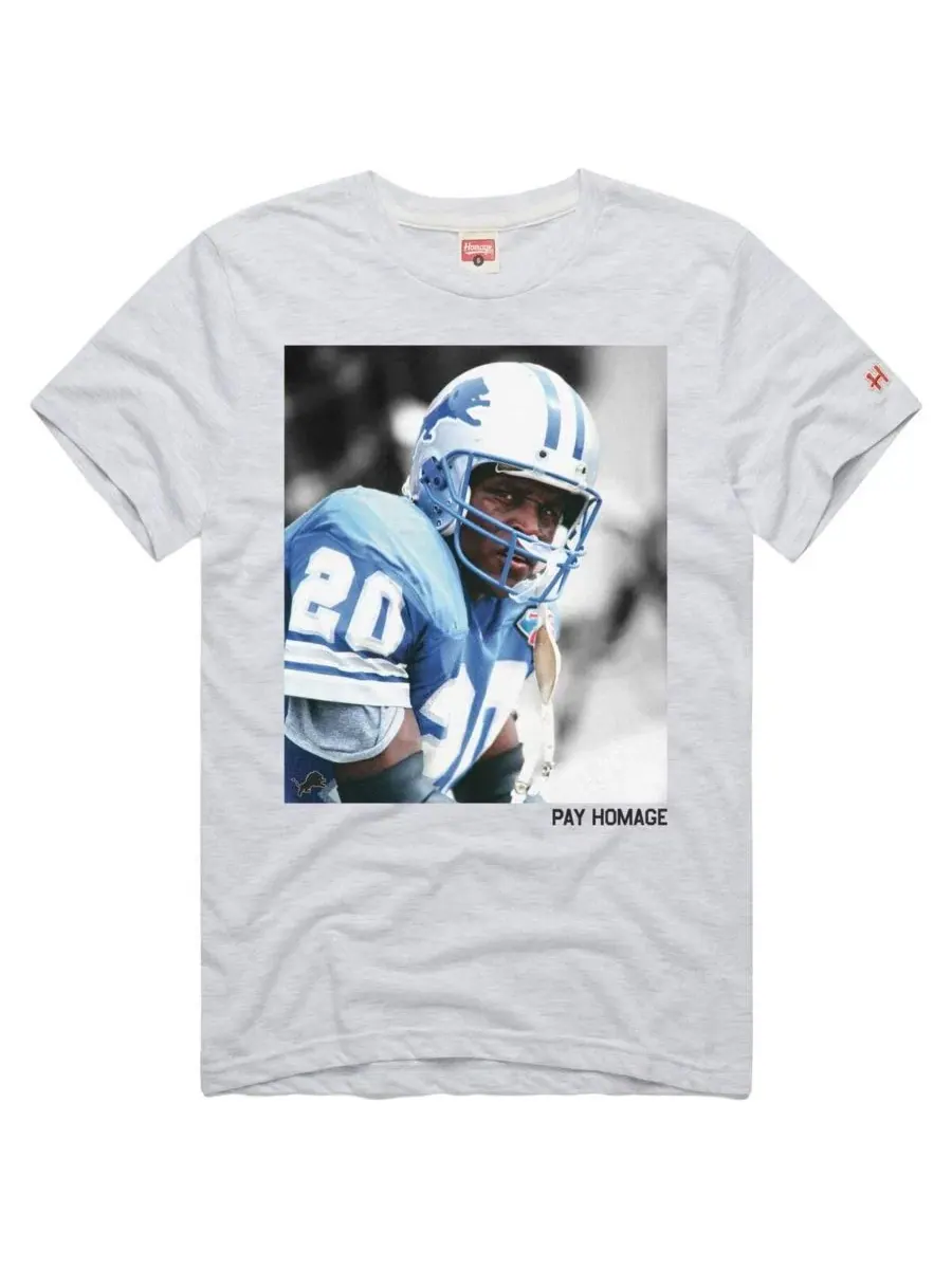 Мужская и женская футболка Barry Sanders Ash Detroit Lions Pay Homage Tri-Blend, пепельный — изображение 2 из 3