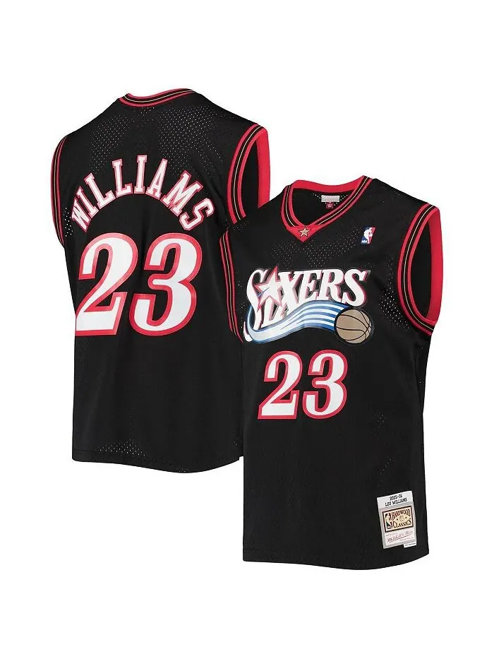 Мужская черная майка Lou Williams Philadelphia 76ers 2005-06 Hardwood Classics Swingman Mitchell &