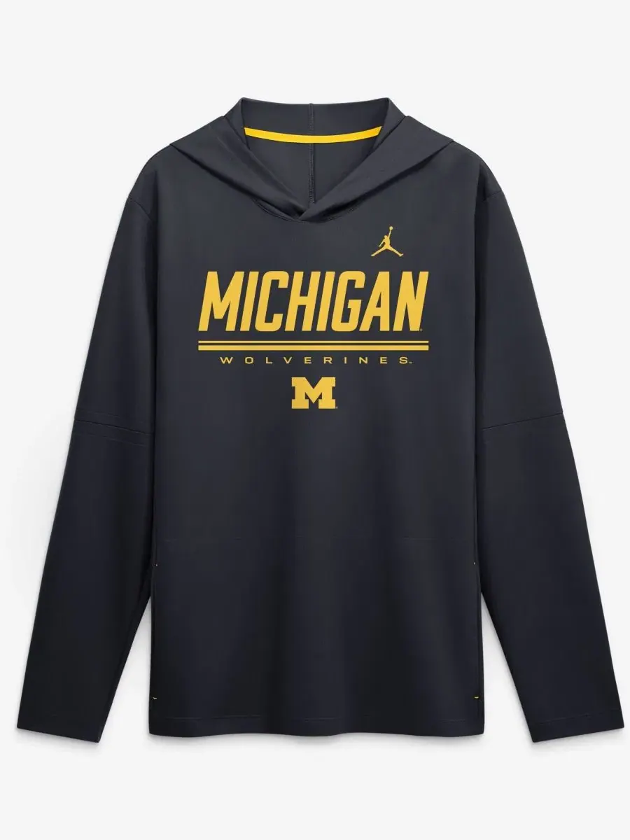 Свитшот мужской с капюшоном Michigan Wolverines 2026 Sideline Lightweight Dri-FIT Jordan
