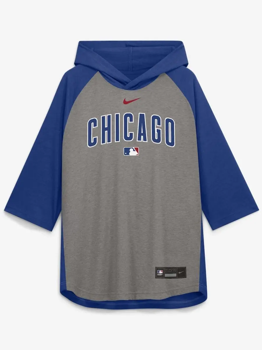 Футболка с капюшоном и длинным рукавом 3/4, с принтом Nike, Chicago Cubs Authentic Collection Flux — изображение 2 из 5