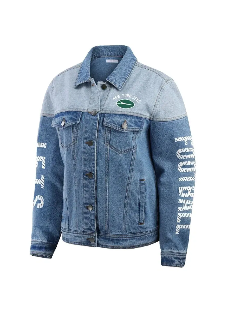Джинсовая куртка с полной застежкой на пуговицы New York Jets WEAR by Erin Andrews — изображение 2 из 5, джинсовый синий