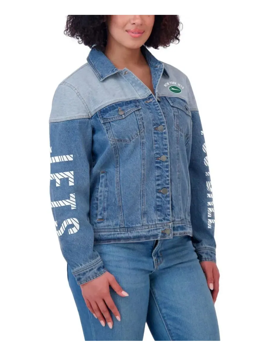 Джинсовая куртка с полной застежкой на пуговицы New York Jets WEAR by Erin Andrews — изображение 4 из 5, джинсовый синий