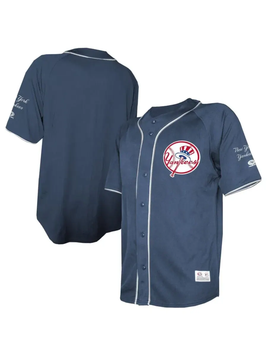 Футболка-джерси с полной застежкой на пуговицах New York Yankees Team Color Stitches