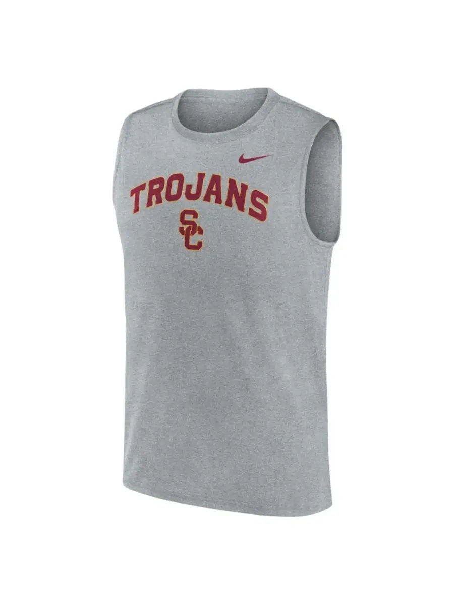 Мужская майка-безрукавка Nike с технологией Dri-FIT, USC Trojans Primetime Legend Arch — изображение 2 из 3, серый