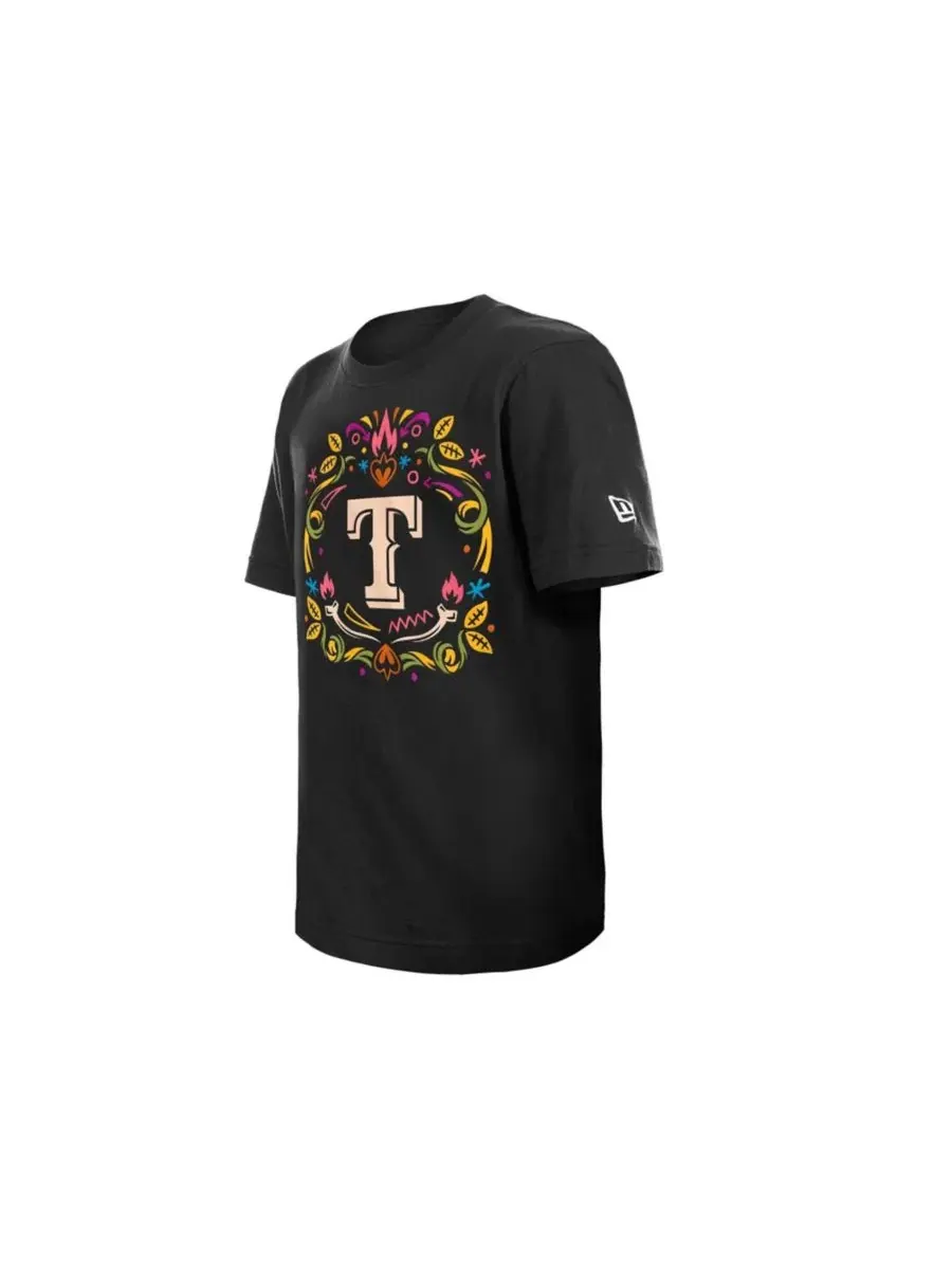 Футболка с принтом Día de los Muertos Texas Rangers New Era — изображение 3 из 5, черный