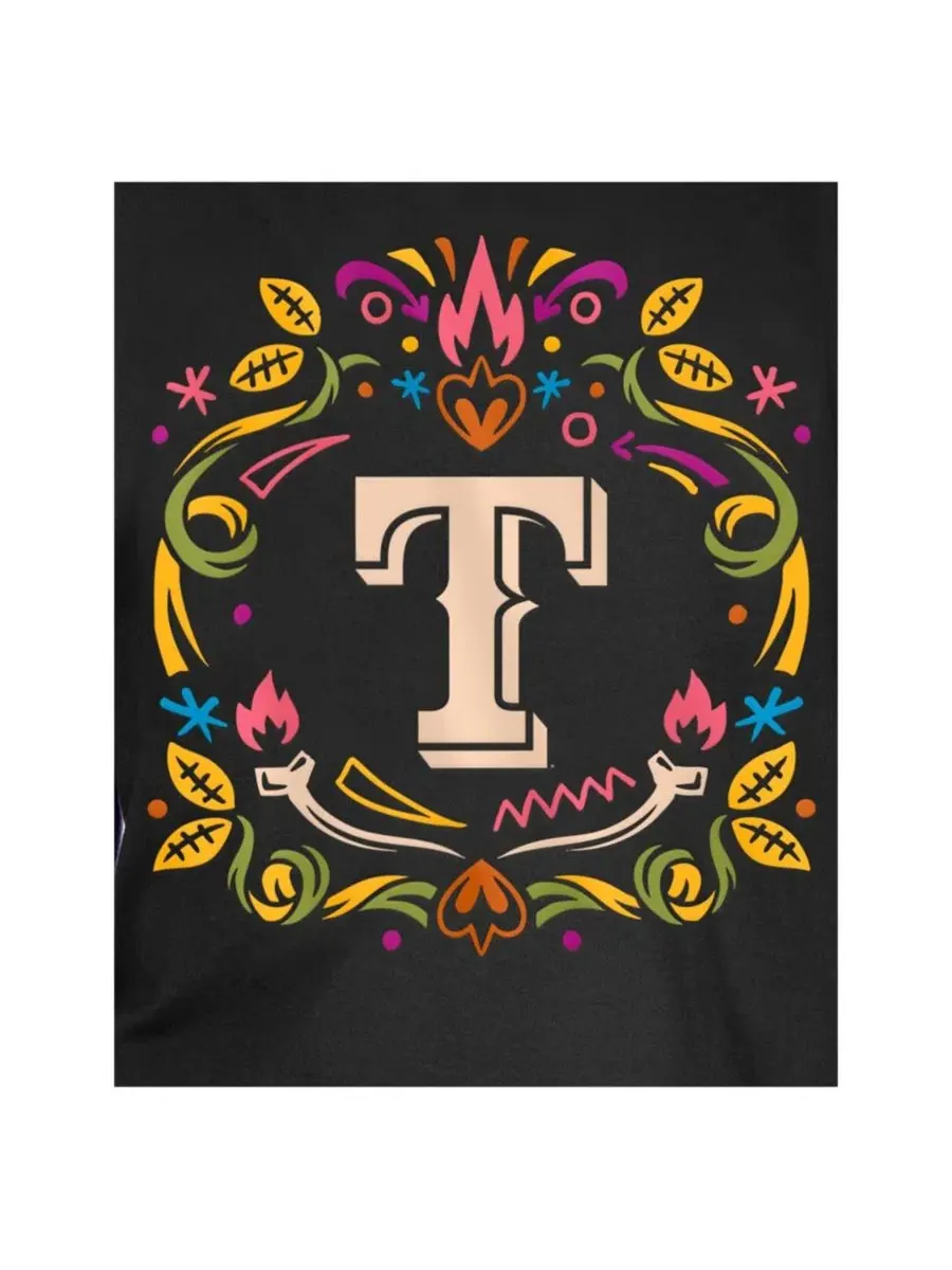 Футболка с принтом Día de los Muertos Texas Rangers New Era — изображение 5 из 5, черный