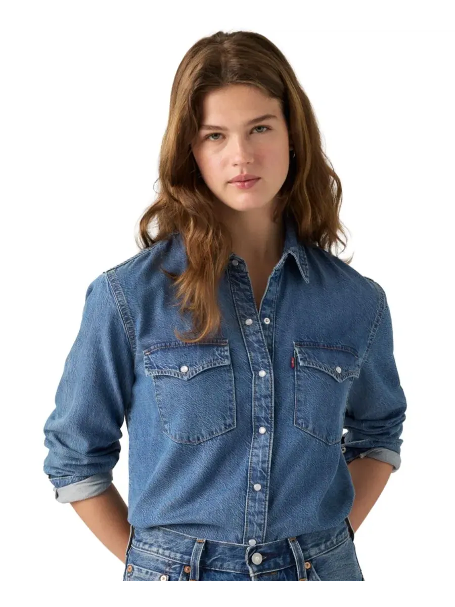 Женская джинсовая рубашка с длинным рукавом, свободный крой, модель Evans Relaxed Western Levi's