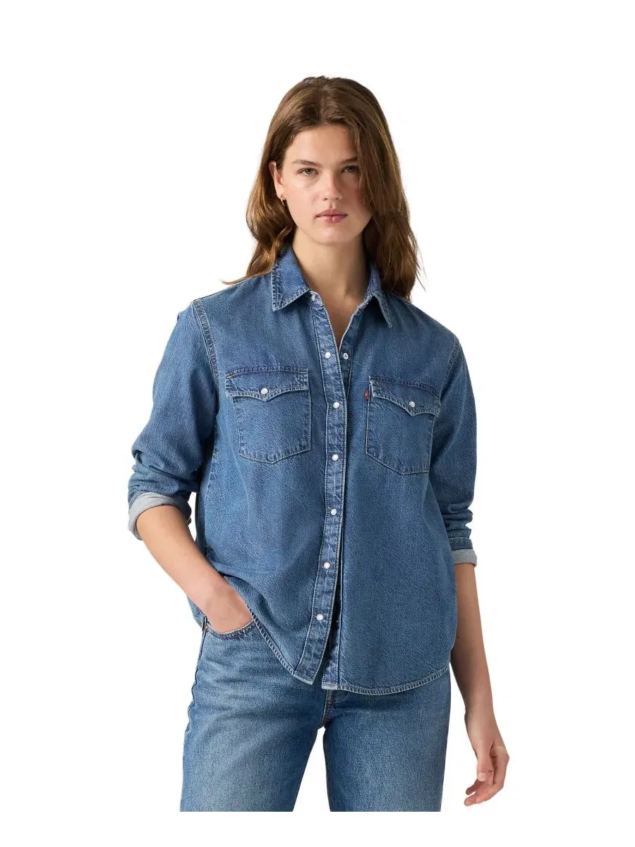 Женская джинсовая рубашка с длинным рукавом, свободный крой, модель Evans Relaxed Western Levi's — изображение 2 из 5