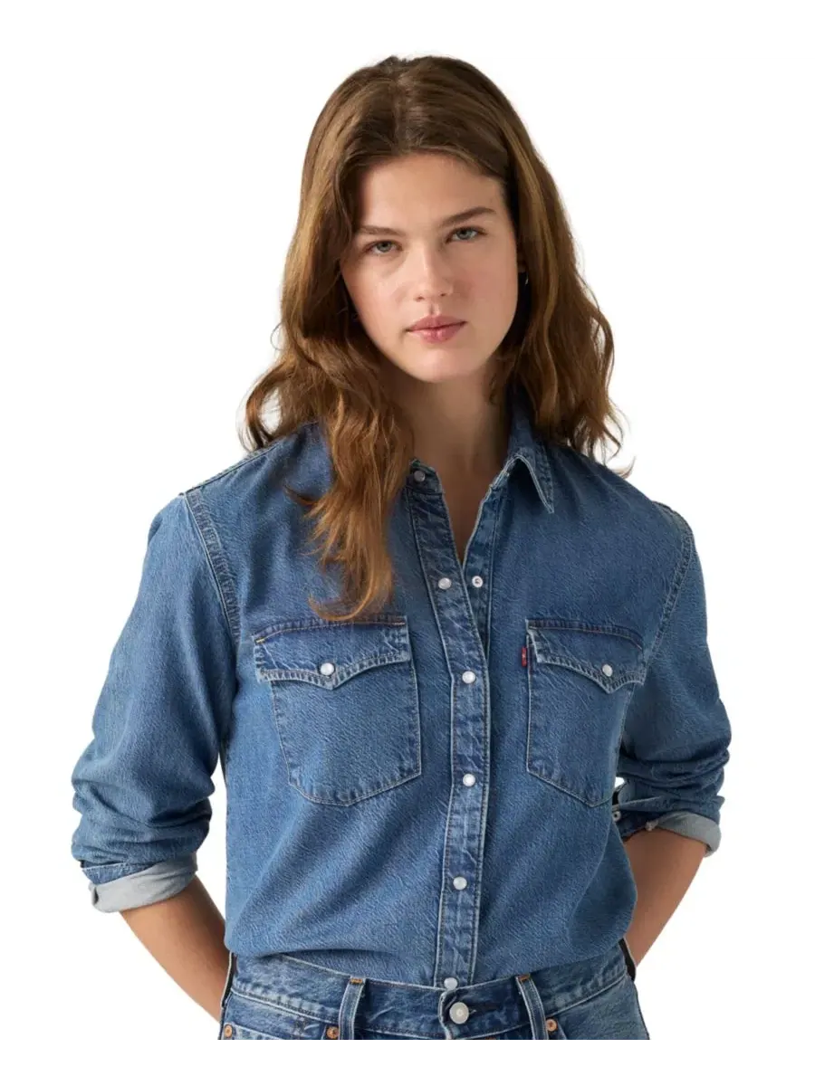 Женская джинсовая рубашка с длинным рукавом, свободный крой, модель Evans Relaxed Western Levi's — изображение 3 из 5