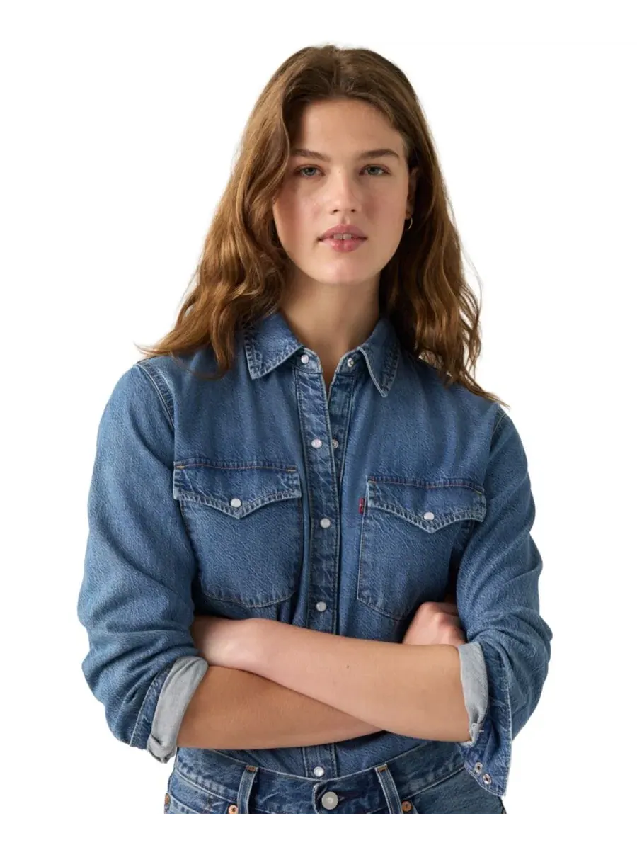 Женская джинсовая рубашка с длинным рукавом, свободный крой, модель Evans Relaxed Western Levi's — изображение 4 из 5