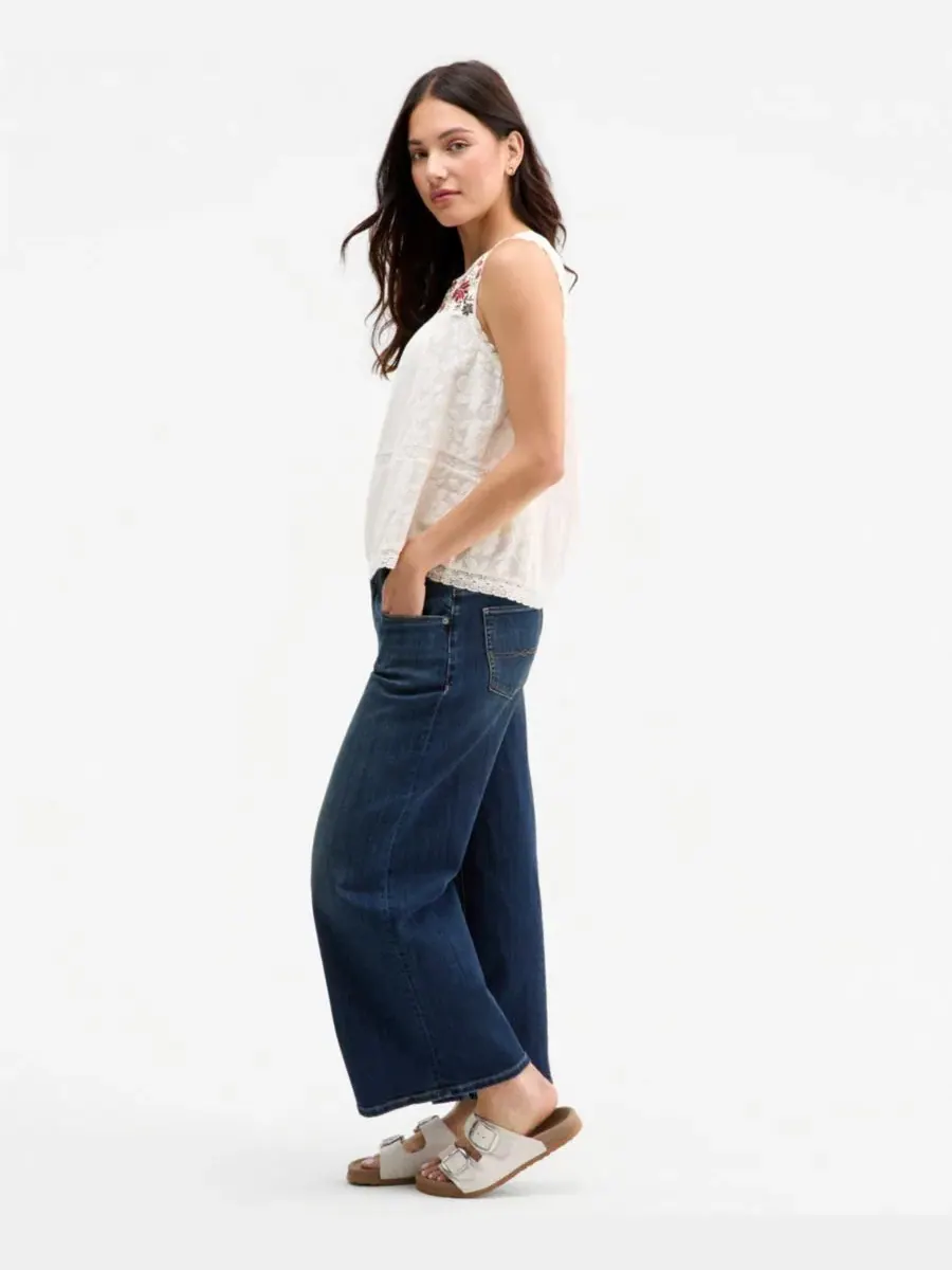 Джинсы женские с широкими штанинами и укороченной длиной, модель Sweet Mid-Rise Wide-Leg Ankle — изображение 3 из 4