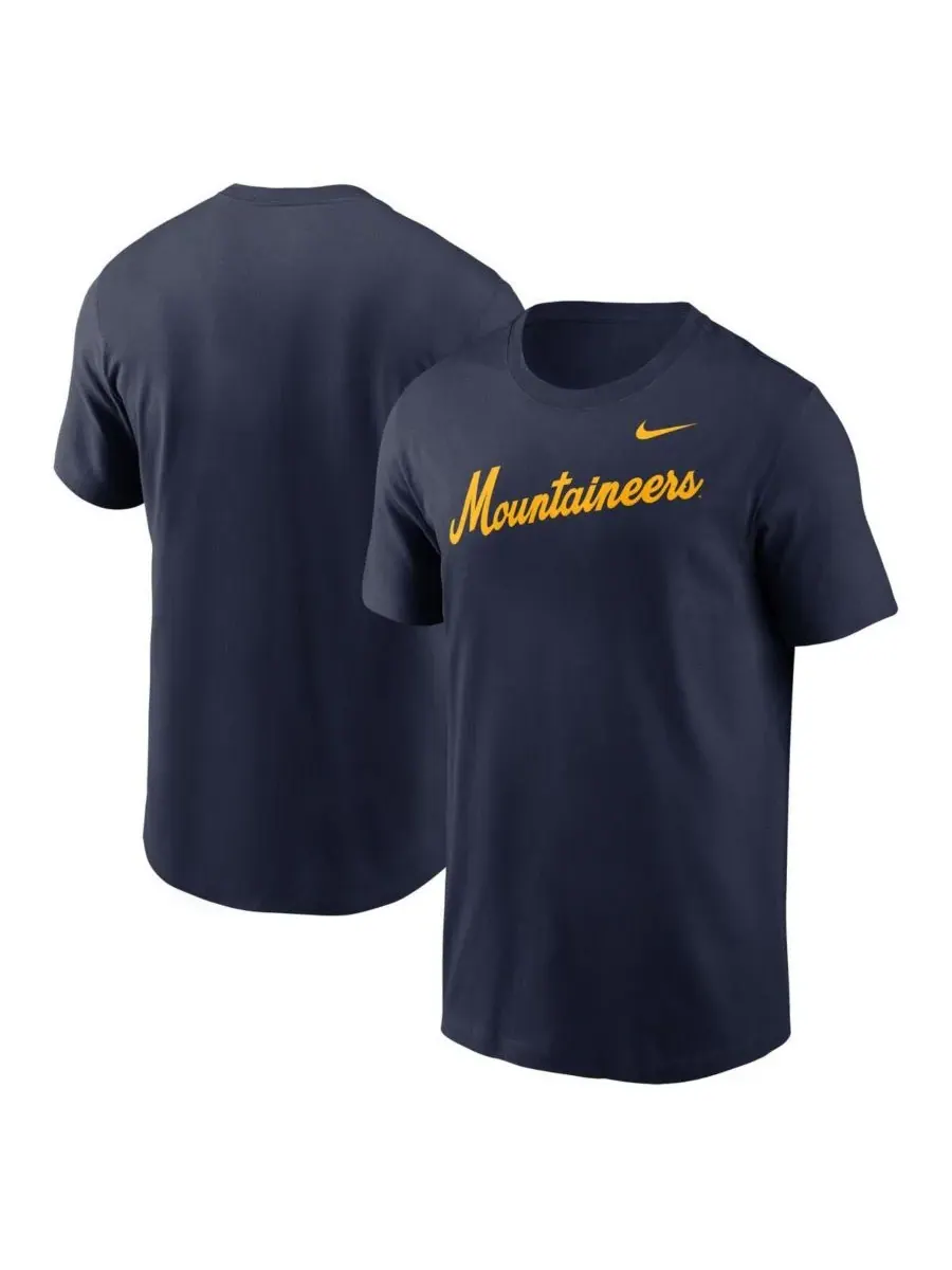 Nike Мужская футболка темно-синего цвета с логотипом бейсбольной команды West Virginia Mountaineers