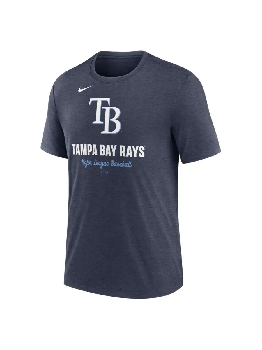 Nike Мужская футболка из смешанной ткани с логотипом Tampa Bay Rays — изображение 2 из 3, темно-синий