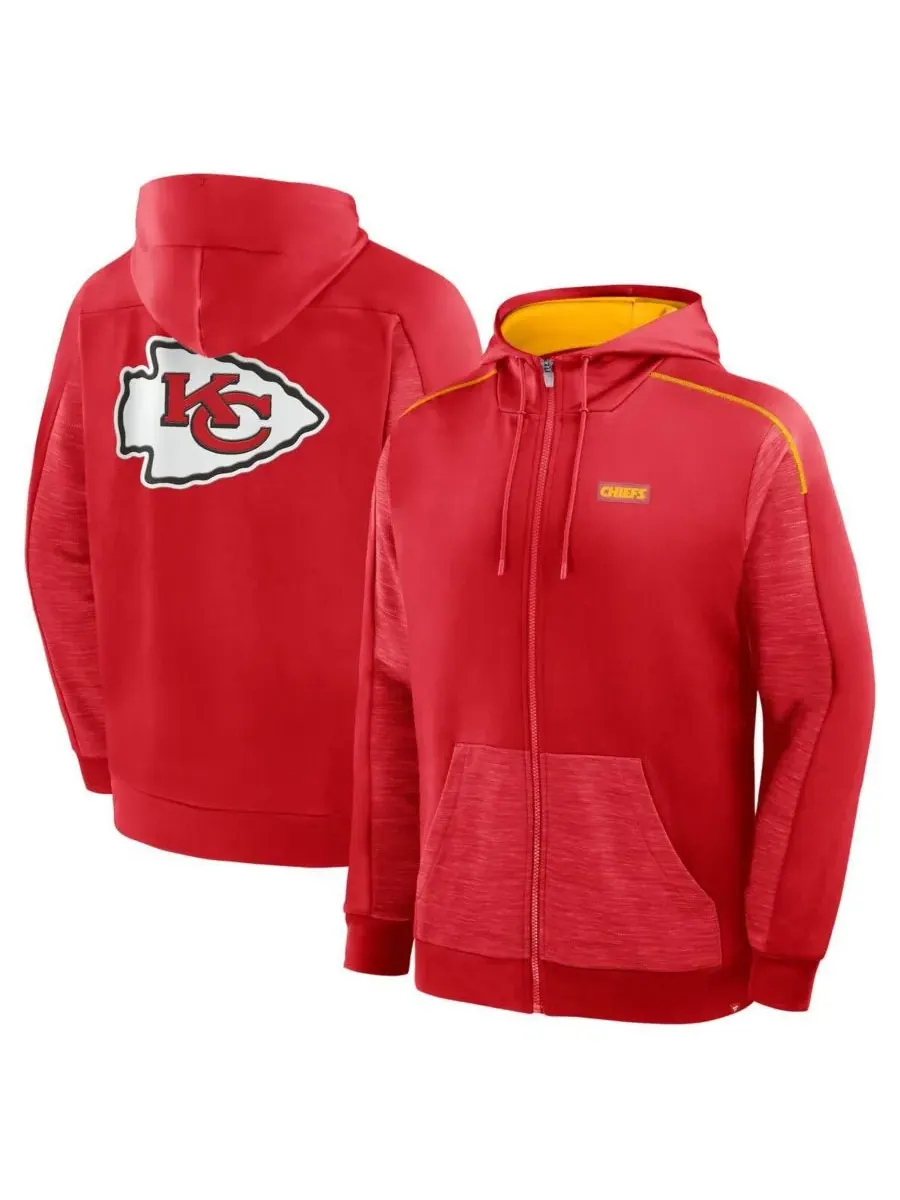 Fanatics Мужская красная толстовка на молнии с символикой Kansas City Chiefs Checkdown Pass