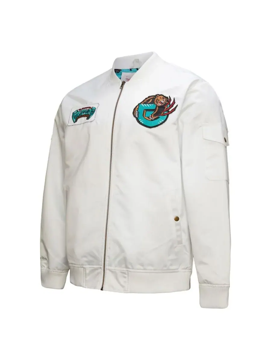 Mitchell & Ness Мужская белая атласная куртка на молнии с символикой команды Memphis Grizzlies — изображение 4 из 5, белый
