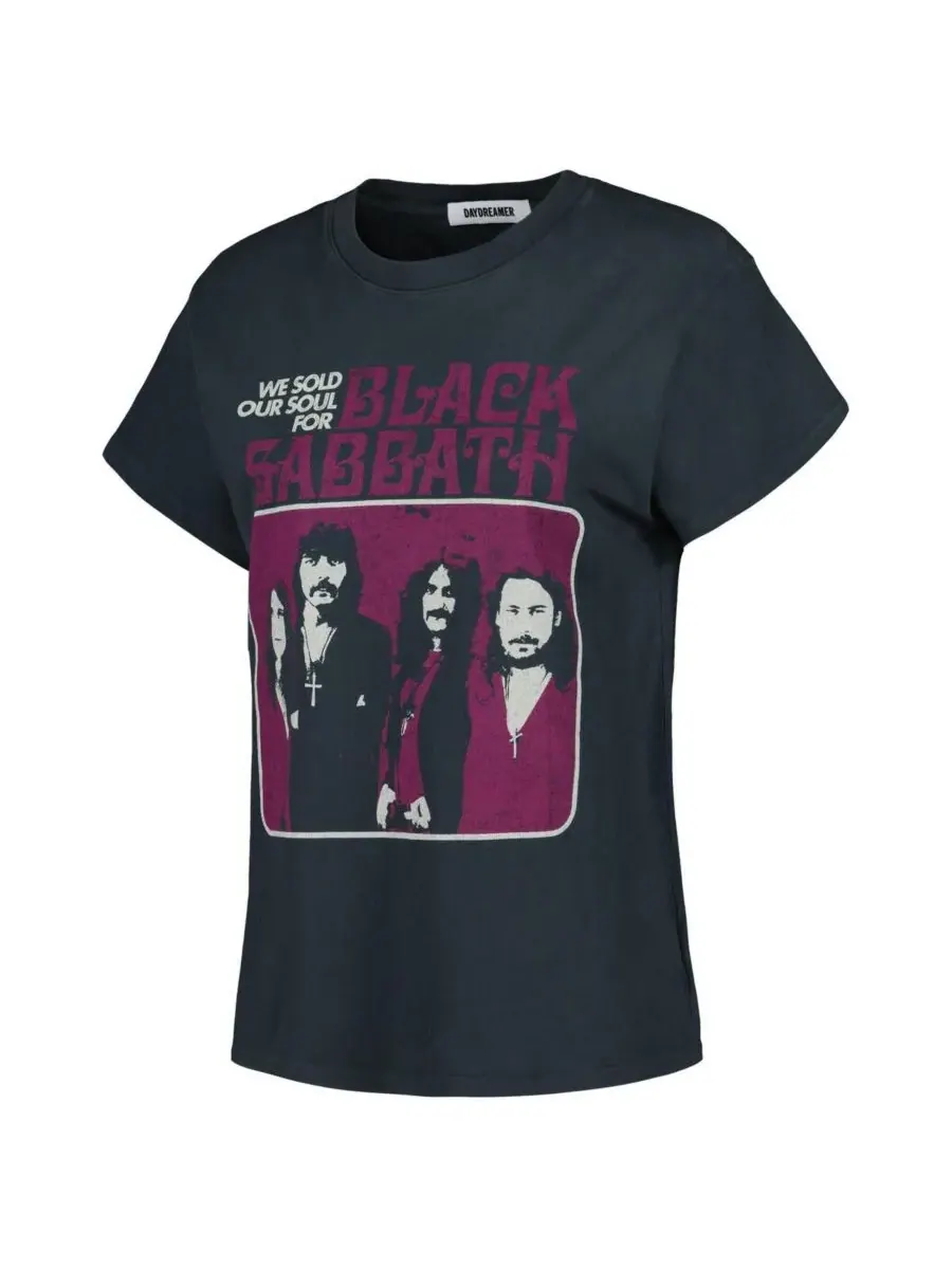 Daydreamer Женская футболка с графическим принтом "Тур Black Sabbath" угольного цвета — изображение 4 из 4, темно-серый