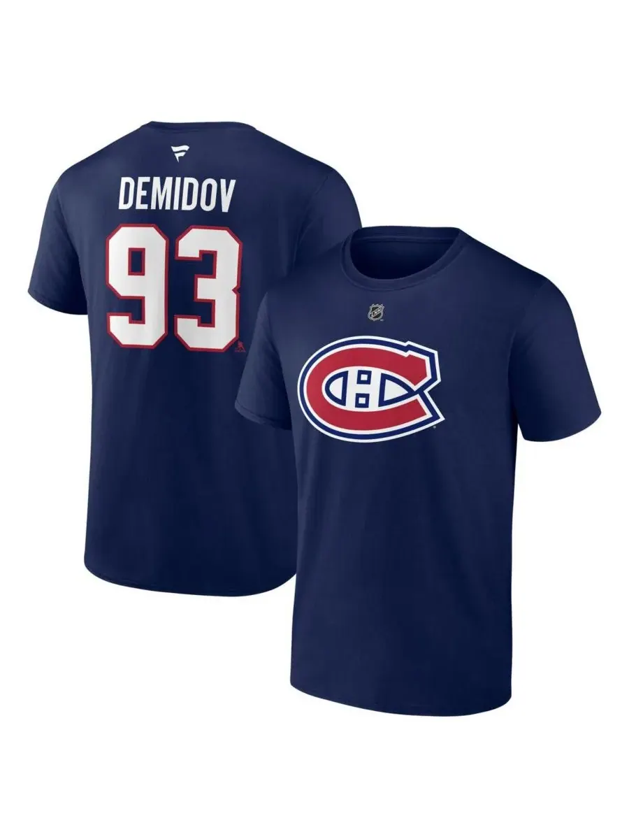 Fanatics Мужская футболка Ivan Demidov Navy Montreal Canadiens Authentic Stacked Name Number