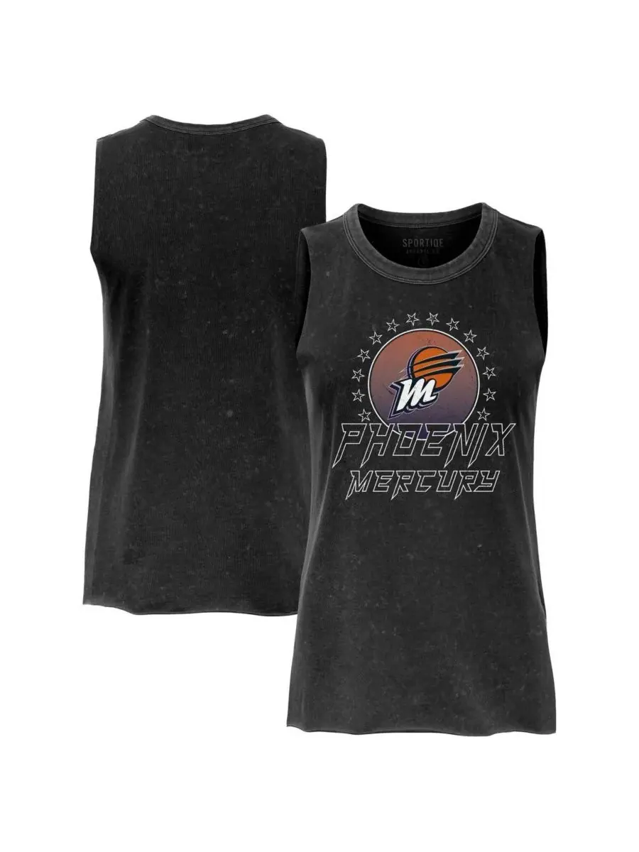 Sportiqe Женская черная майка Phoenix Mercury Rock Roll Collection Turner Mineral Wash