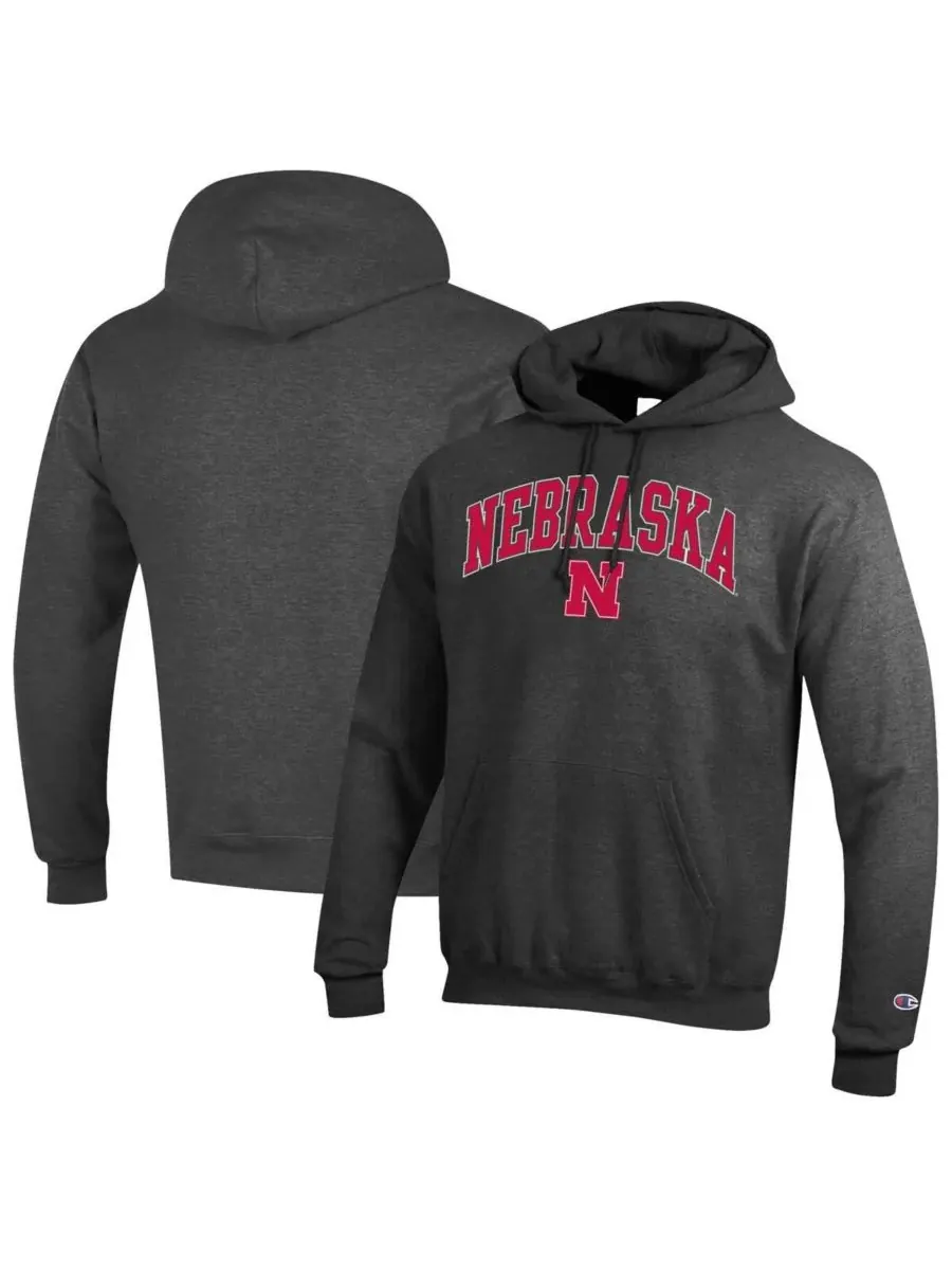 Champion Мужская флисовая толстовка с капюшоном и арочным логотипом команды Nebraska Huskers