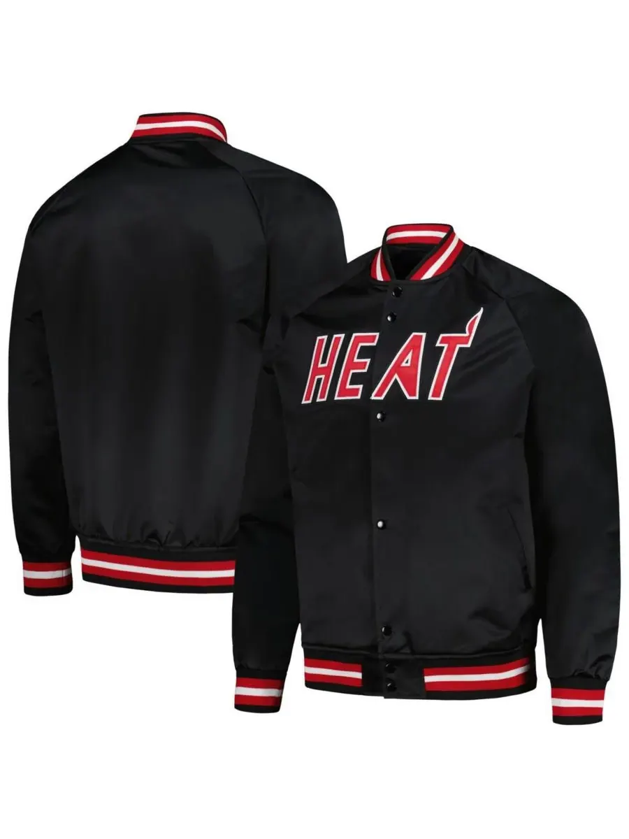 Mitchell & Ness Мужская черная куртка Miami Heat Hardwood Classics Throwback Wordmark с рукавами