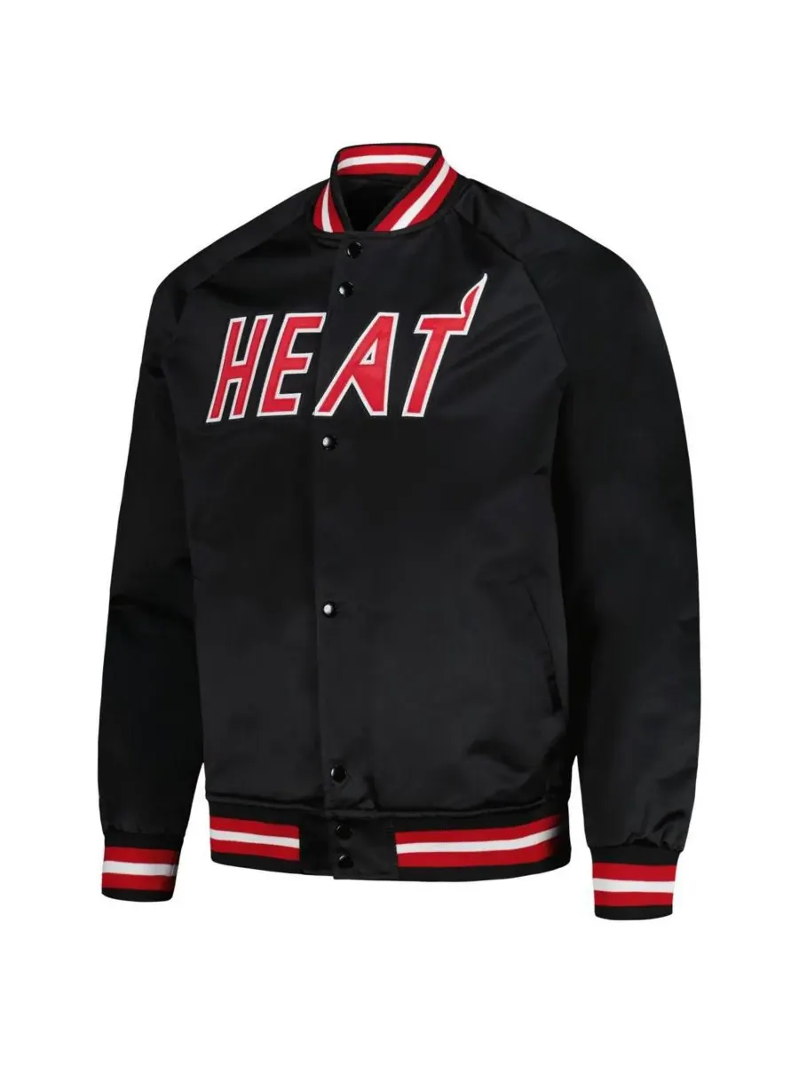 Mitchell & Ness Мужская черная куртка Miami Heat Hardwood Classics Throwback Wordmark с рукавами — изображение 2 из 3, черный