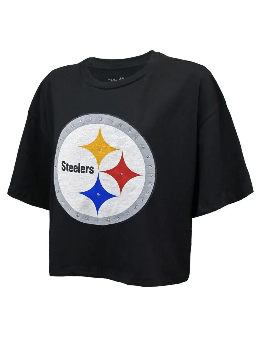 Женская футболка TJ Watt черного цвета с логотипом Pittsburgh Steelers, украшенная кристаллами — изображение 2 из 3, черный