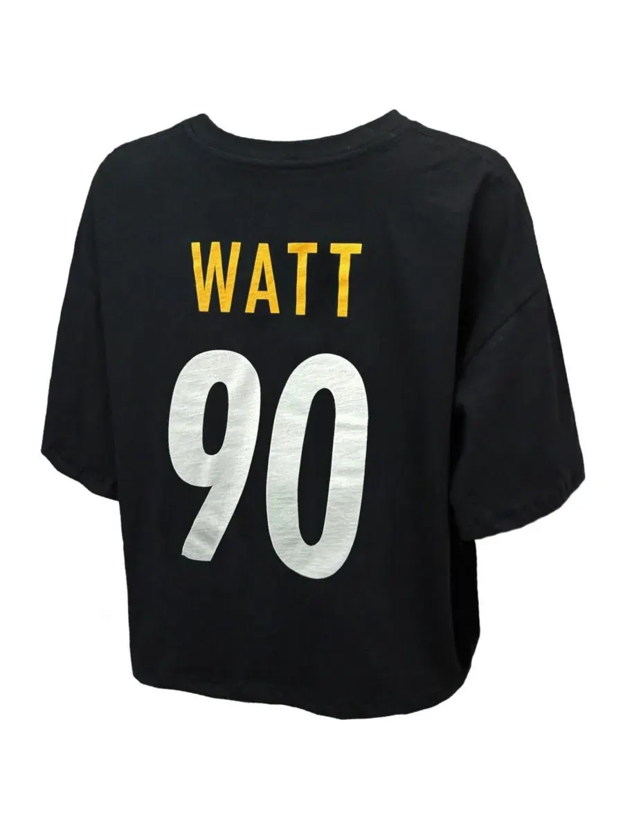 Женская футболка TJ Watt черного цвета с логотипом Pittsburgh Steelers, украшенная кристаллами — изображение 3 из 3, черный