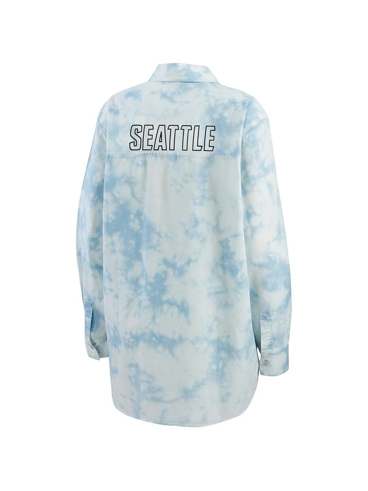 Женская белая джинсовая рубашка на пуговицах Seattle Kraken Oversized с принтом тай-дай WEAR by — изображение 4 из 4, белый