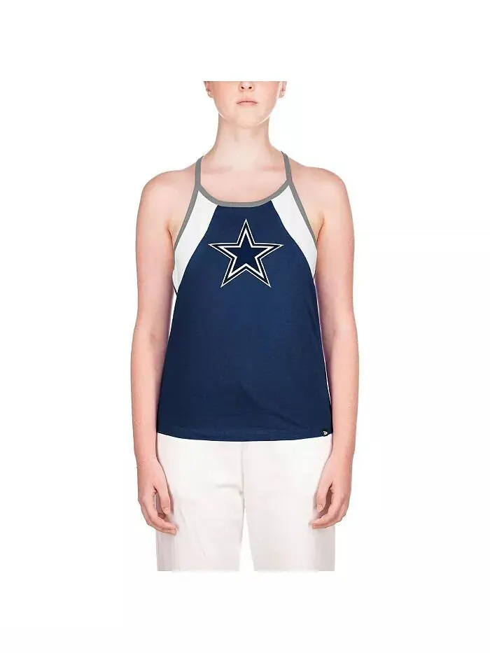Женская темно-синяя майка-борцовка Dallas Cowboys в рубчик New Era