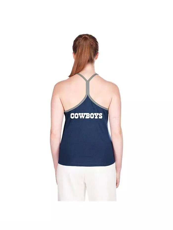 Женская темно-синяя майка-борцовка Dallas Cowboys в рубчик New Era — изображение 2 из 2