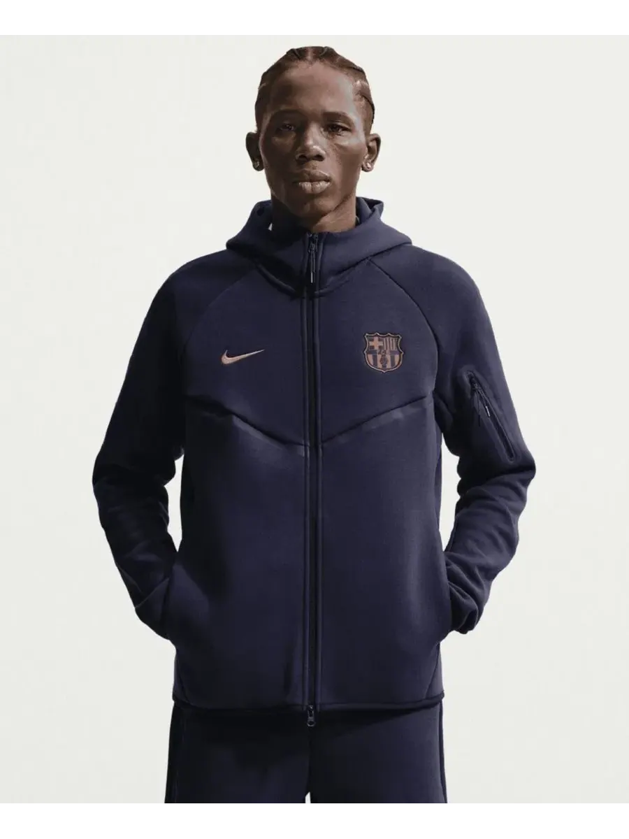 Худи-ветровка с капюшоном и полной молнией, Tech Fleece, Barcelona Nike