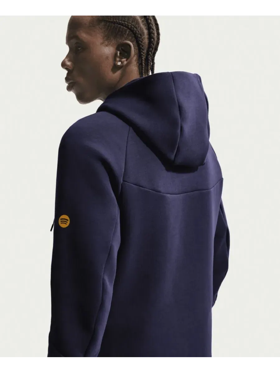 Худи-ветровка с капюшоном и полной молнией, Tech Fleece, Barcelona Nike — изображение 2 из 5, темно-синий