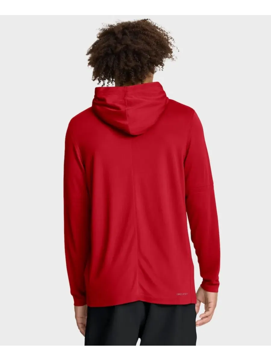 Футболка-худи с капюшоном и длинным рукавом с технологией Dri-FIT, модель Authentic Collection — изображение 4 из 5, красный