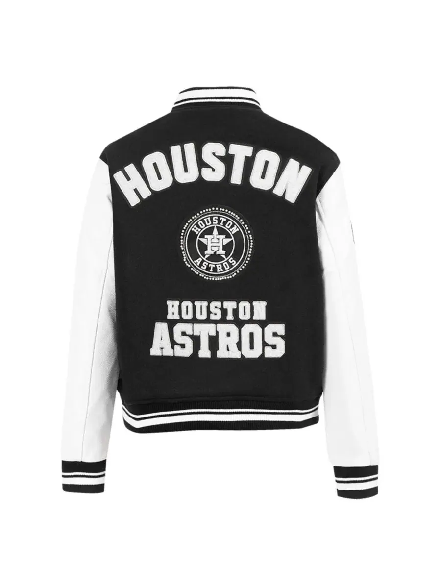 Женская куртка-ветровка с принтом, модель Pearls Rib Wool Full-Zip Varsity Jacket Pro Standard — изображение 2 из 5, черный