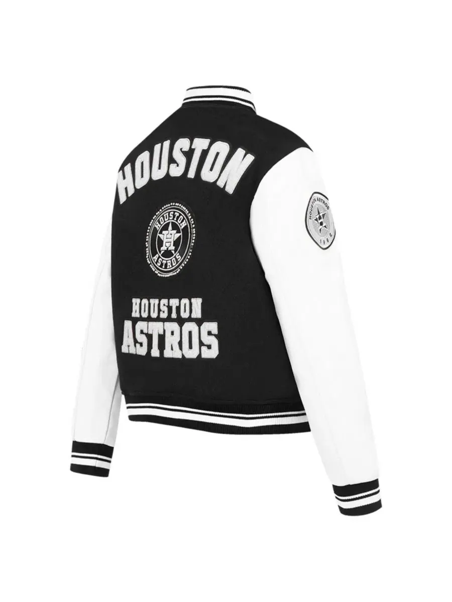 Женская куртка-ветровка с принтом, модель Pearls Rib Wool Full-Zip Varsity Jacket Pro Standard — изображение 3 из 5, черный