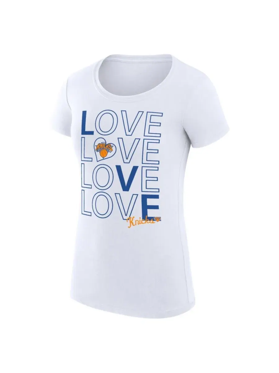 Футболка приталенная с принтом New York Knicks Basketball Love G-III 4Her by Carl Banks — изображение 2 из 3, белый