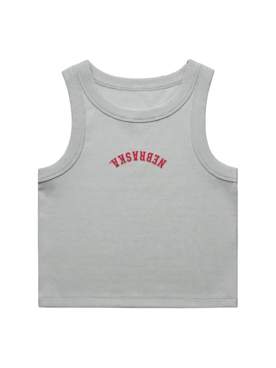 Женский топ-майка с перевернутой вышивкой Nebraska Huskers Uscape Apparel — изображение 2 из 2, серый