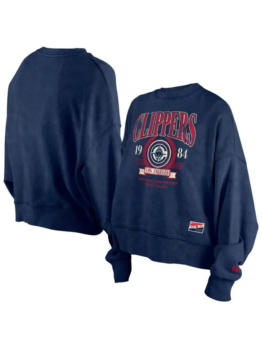New Era Женская темно-синяя толстовка-пуловер LA Clippers Hardwood Classics с энзимной стиркой