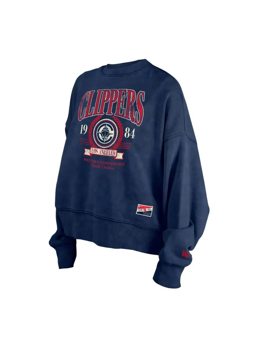 New Era Женская темно-синяя толстовка-пуловер LA Clippers Hardwood Classics с энзимной стиркой — изображение 2 из 2
