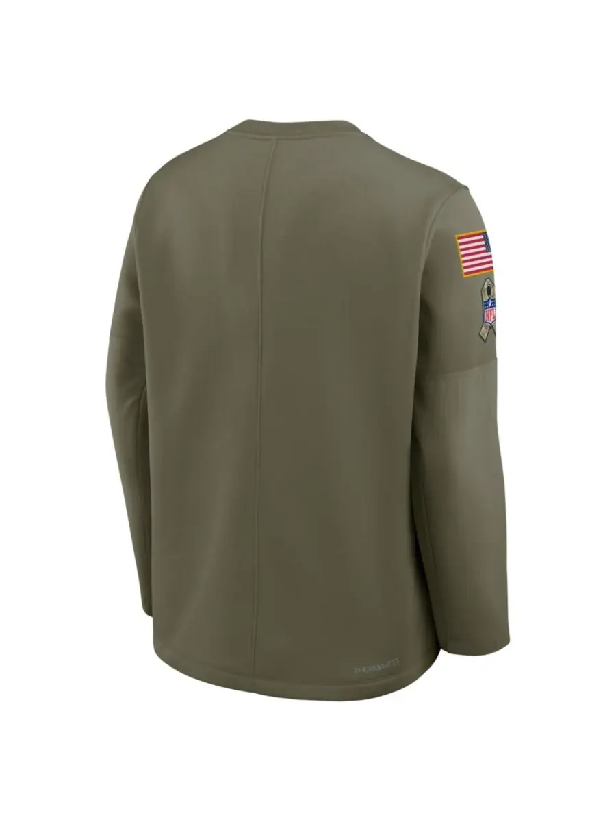 Nike Мужская футболка с длинным рукавом оливкового цвета Detroit Lions 2025 Salute to Service — изображение 2 из 5, оливковый