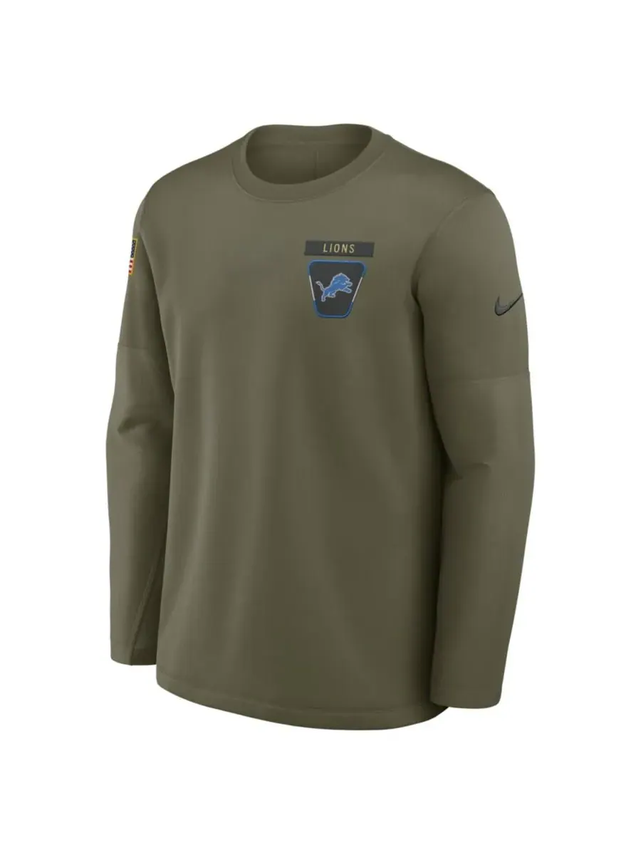 Nike Мужская футболка с длинным рукавом оливкового цвета Detroit Lions 2025 Salute to Service — изображение 3 из 5, оливковый