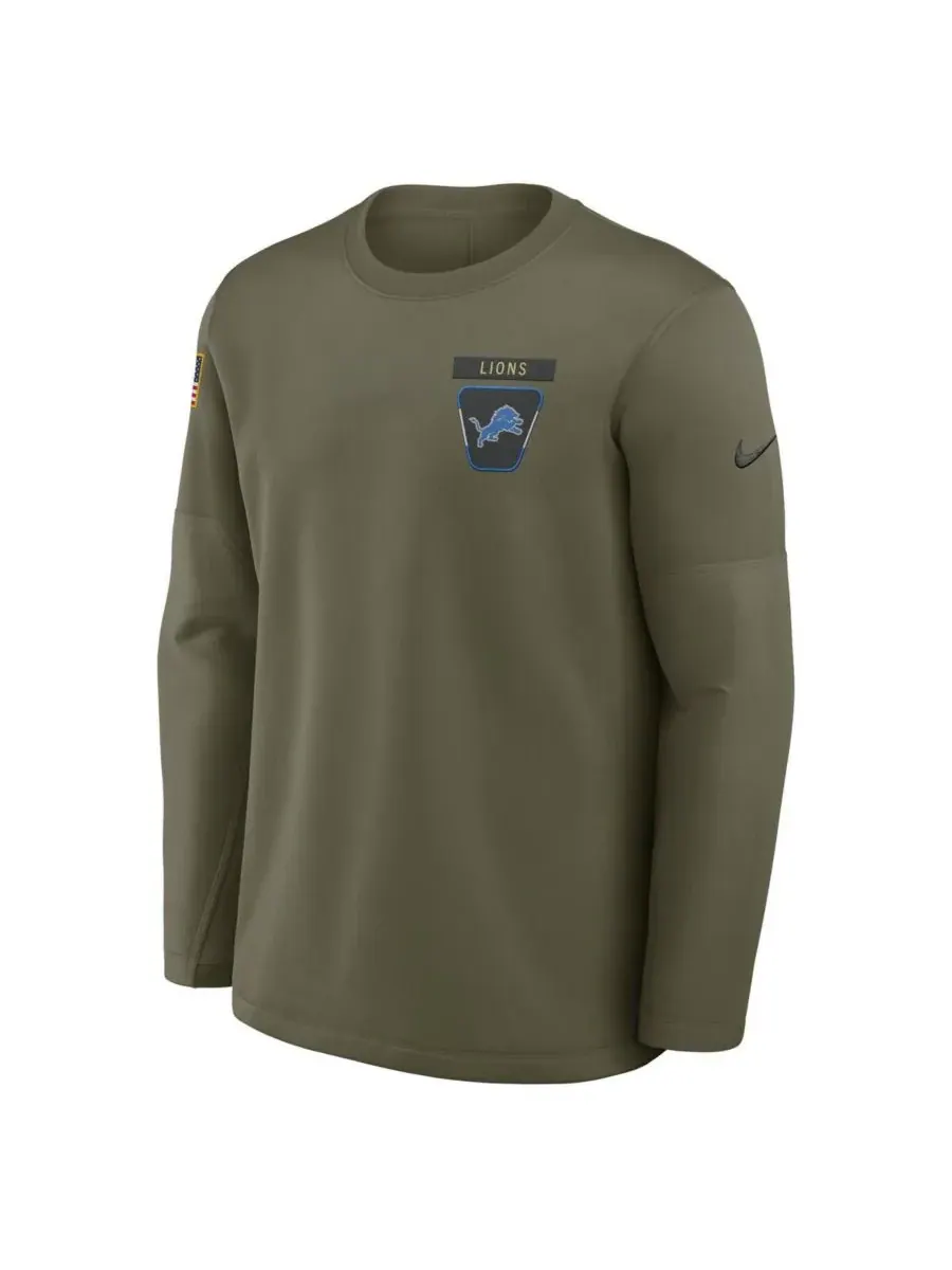 Nike Мужская футболка с длинным рукавом оливкового цвета Detroit Lions 2025 Salute to Service — изображение 4 из 5, оливковый