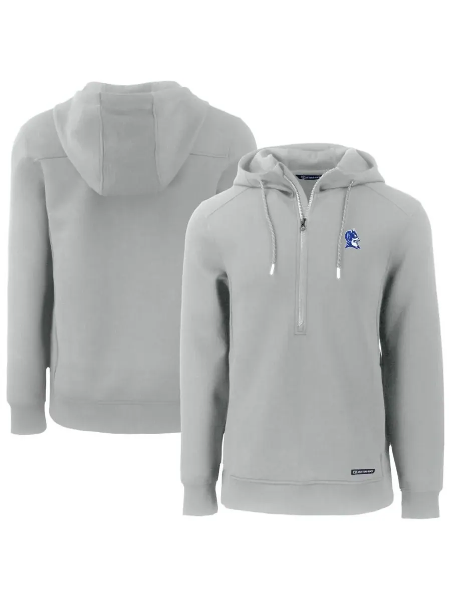 Cutter & Buck Мужская серая толстовка Duke Blue Devils Roam Eco с половинной молнией