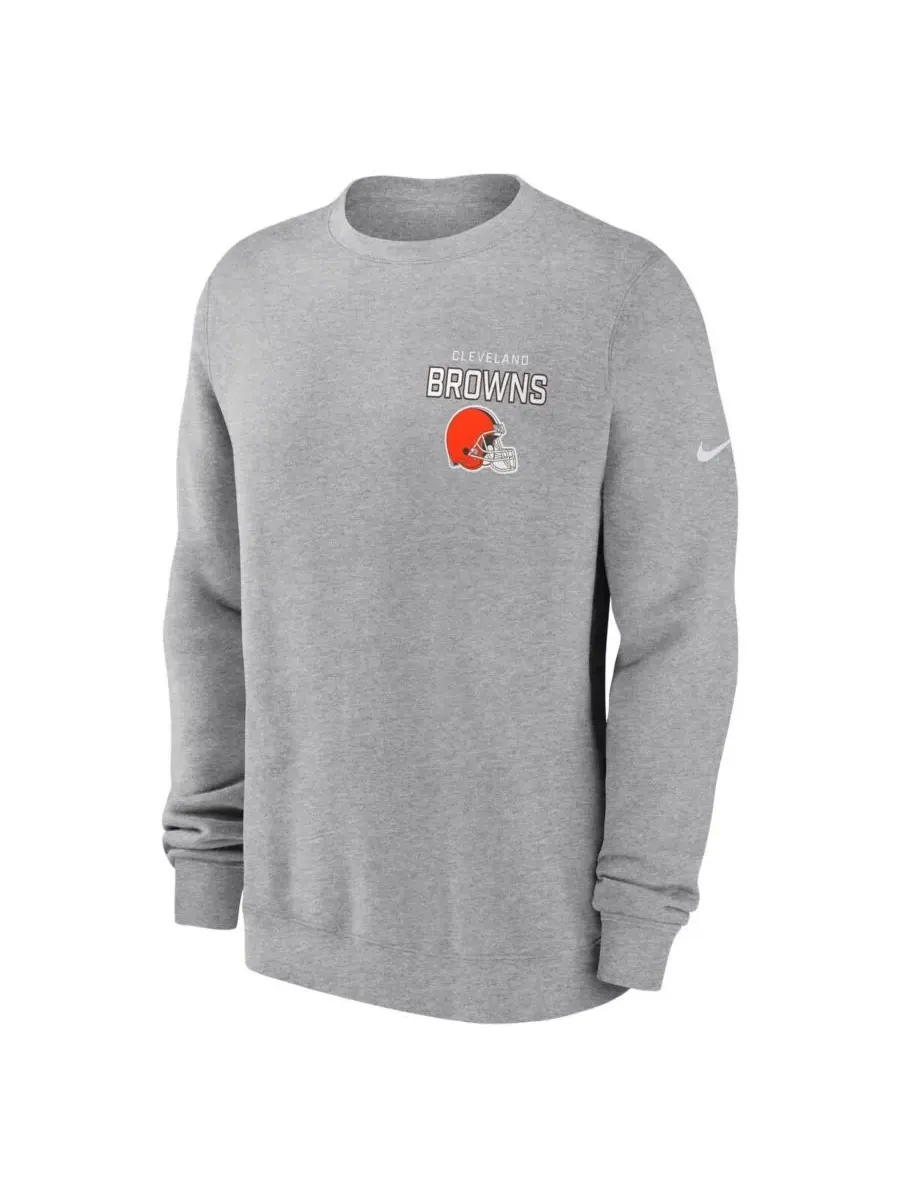 Nike Мужская флисовая толстовка цвета меланж с символикой Cleveland Browns Primetime Club — изображение 2 из 3, серый