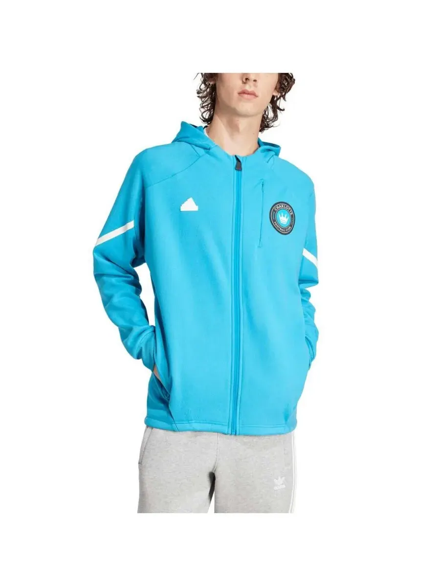 Adidas Мужская синяя куртка Charlotte FC 2024 Anthem Travel на молнии