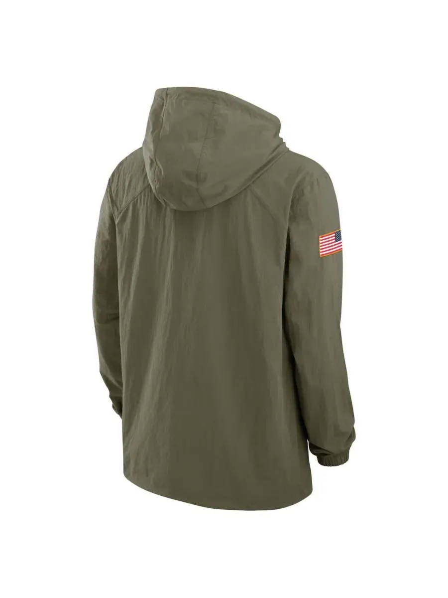 Nike Мужская оливковая толстовка с капюшоном на кнопках Georgia Bulldogs 2024 Military Appreciation — изображение 2 из 3